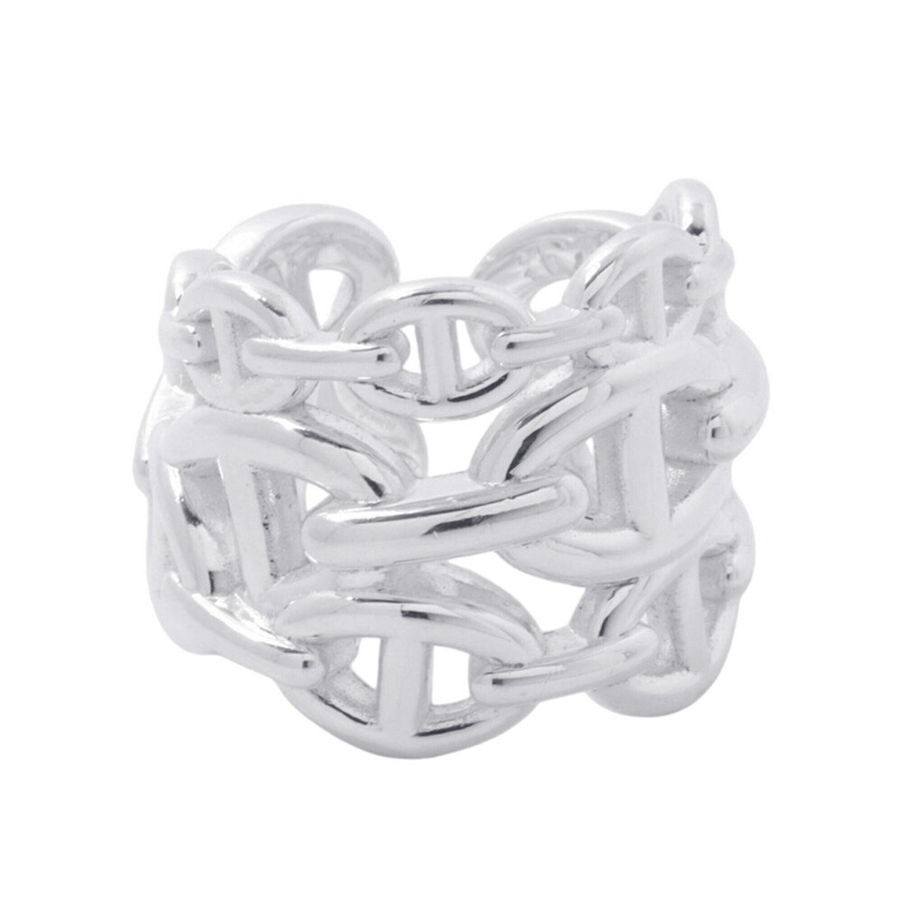 Hermes Ring Chaine d'Ancre Enchainee GM SV925 Silver Size 53 HERMES